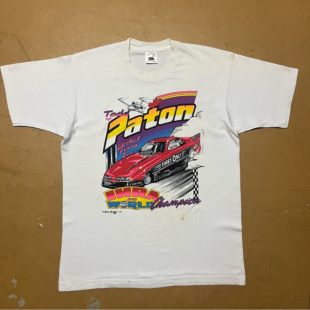 Vintage Todd Paton Nascar Racing Graphic T-Shirt Fruit of the Loom Large